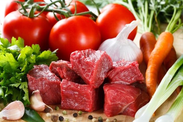 месо и зеленчуци за диетата на дюкан